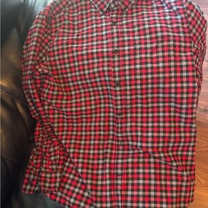 Banana Republic Red and Black Checkered Shirt
